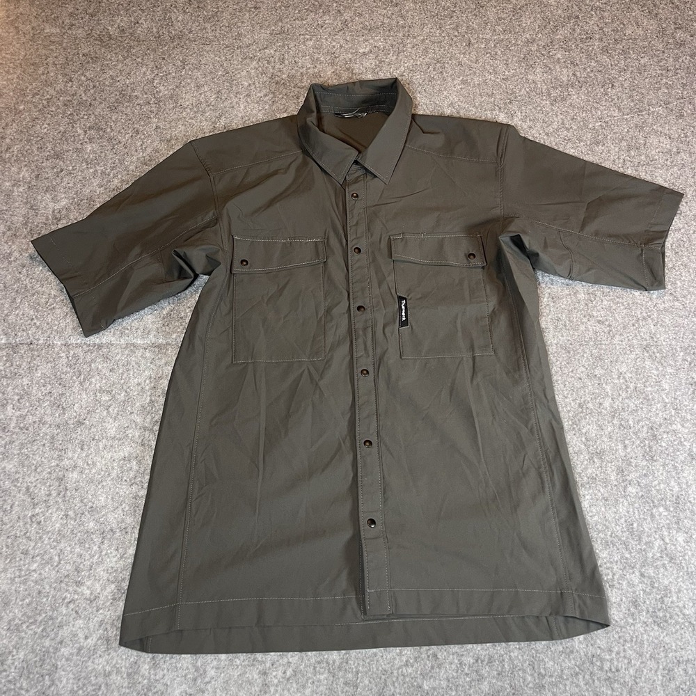 Truewerk Men's Gray Short Sleeve Snap Button Up Utility Work Shirt Size Small